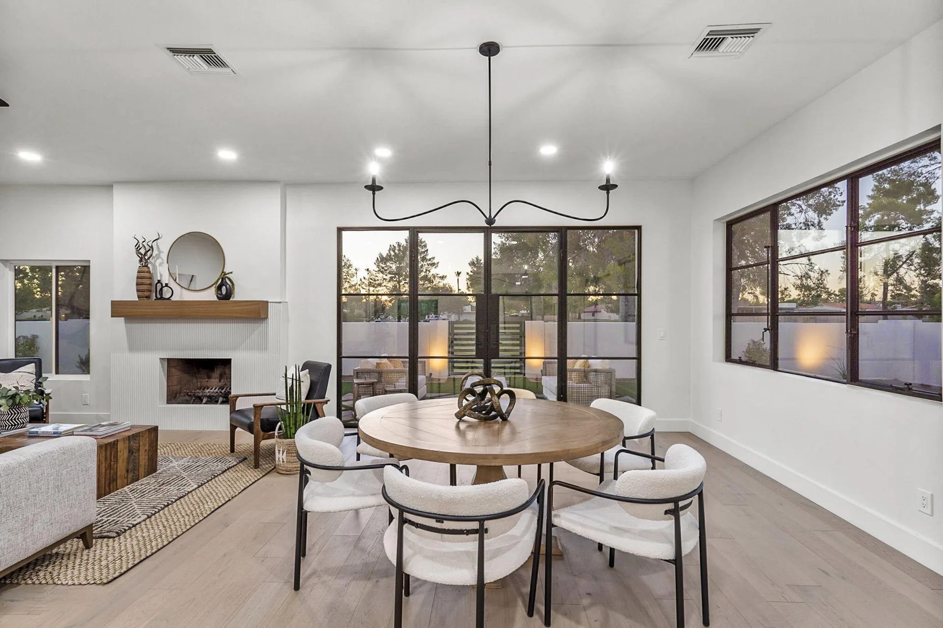 Warm contemporary dining space