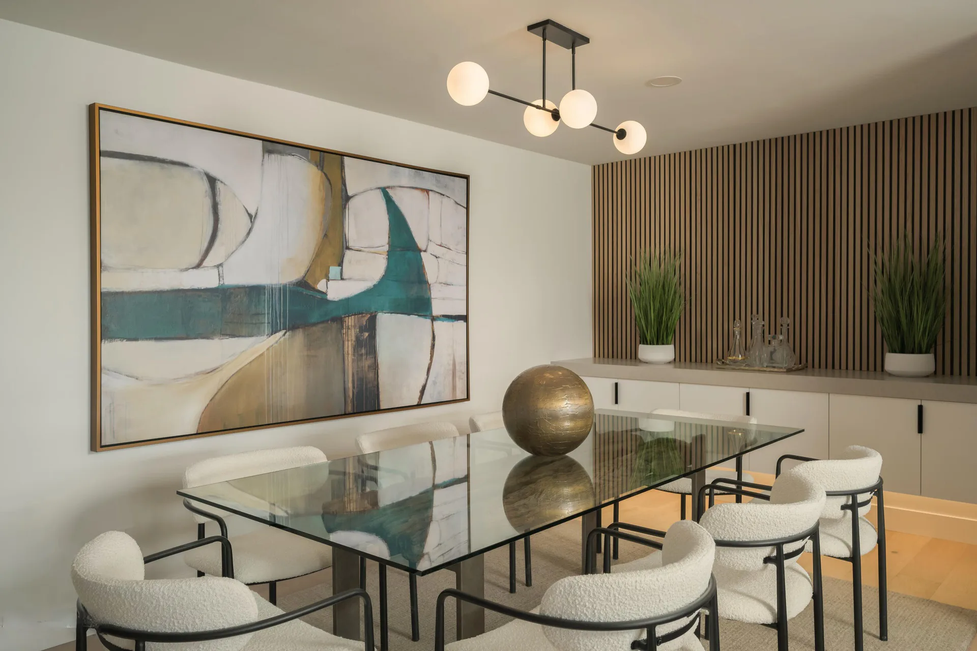 Sculptural living room staging
